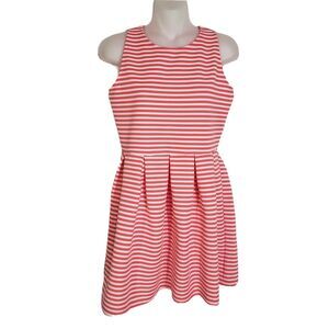 Poof Girl Girl’s Dres Size XL Pink White Striped Sleeveless Pleats Stretch